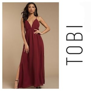Tobi Imagine This Burgandy Maroon Wine Maxi Sleeveless Dress Small NEW NWT